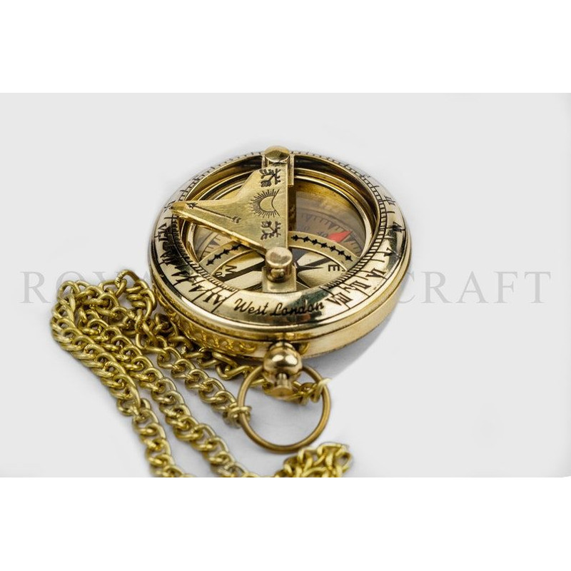 Vintage Brass Sundial Compass With Leather Cover 2 Inch Perfect Travel Companion And Unique Gift 0