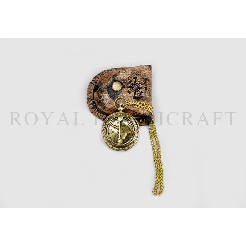 Vintage Brass Sundial Compass With Leather Cover 2 Inch Perfect Travel Companion And Unique Gift 4