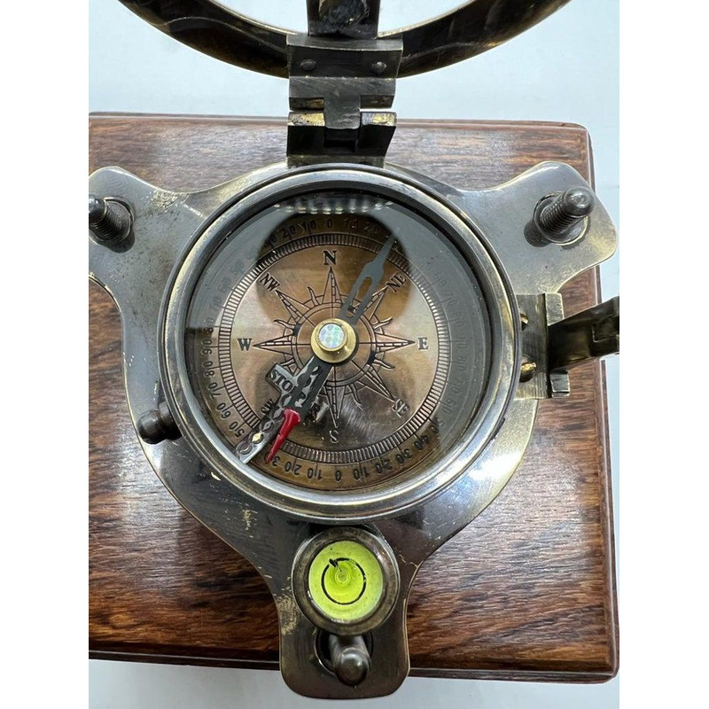 Nautical Elegance Premium Brass Sundial Compass Replica With Wooden Box  A Timeless Maritime Gift F