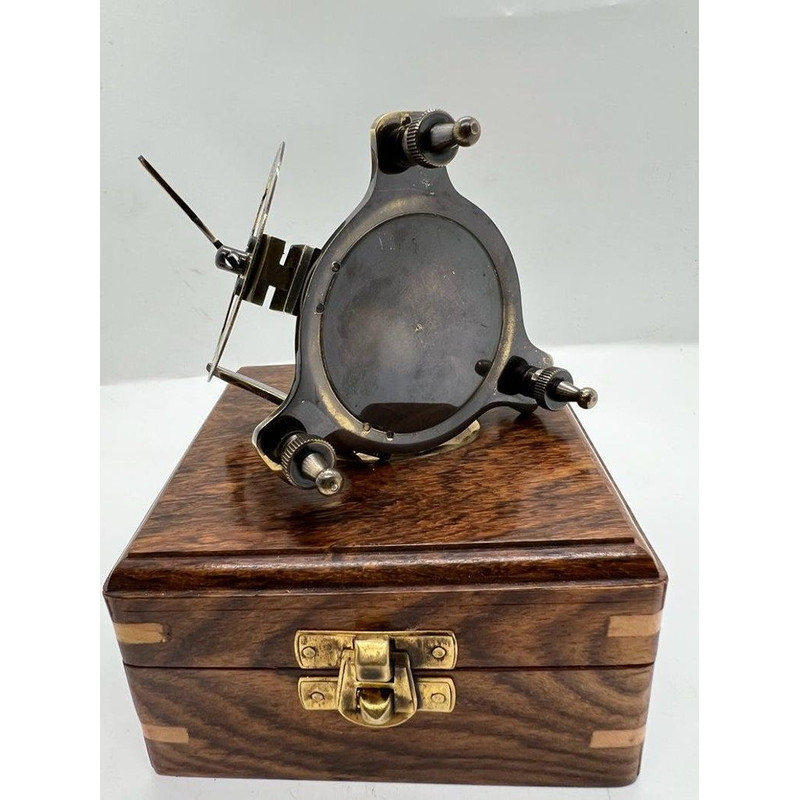 Nautical Elegance Premium Brass Sundial Compass Replica With Wooden Box  A Timeless Maritime Gift F