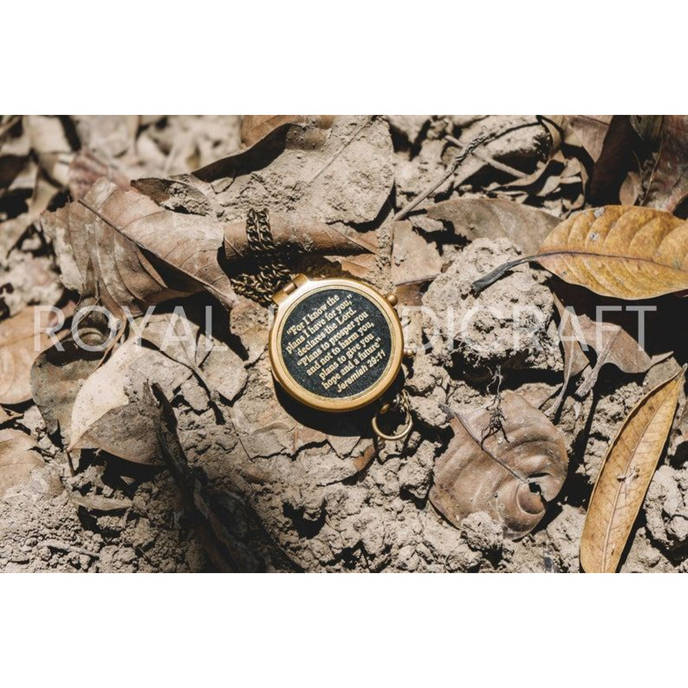 Vintage Brass Nautical Compass With Inspirational Engraving 0