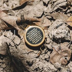 vintage brass nautical compass with inspirational engraving