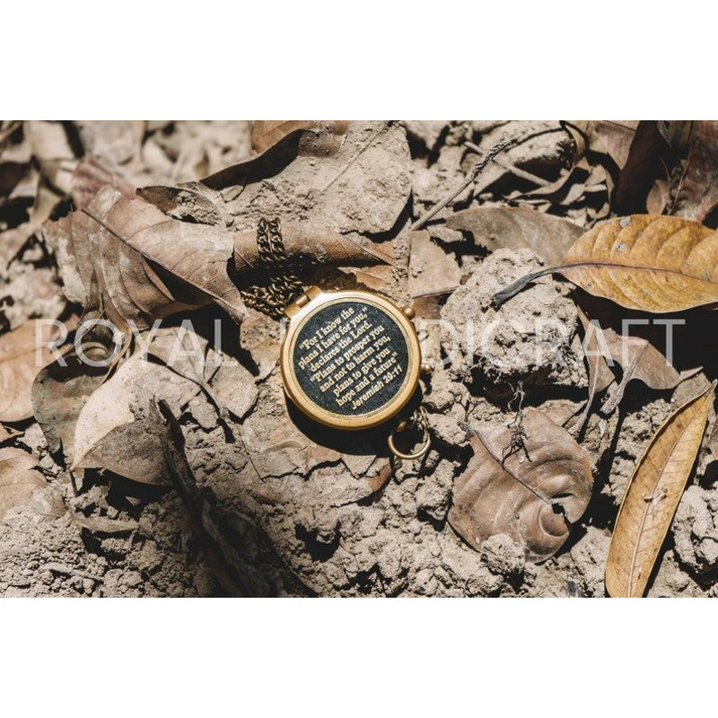 Vintage Brass Nautical Compass With Inspirational Engraving 0