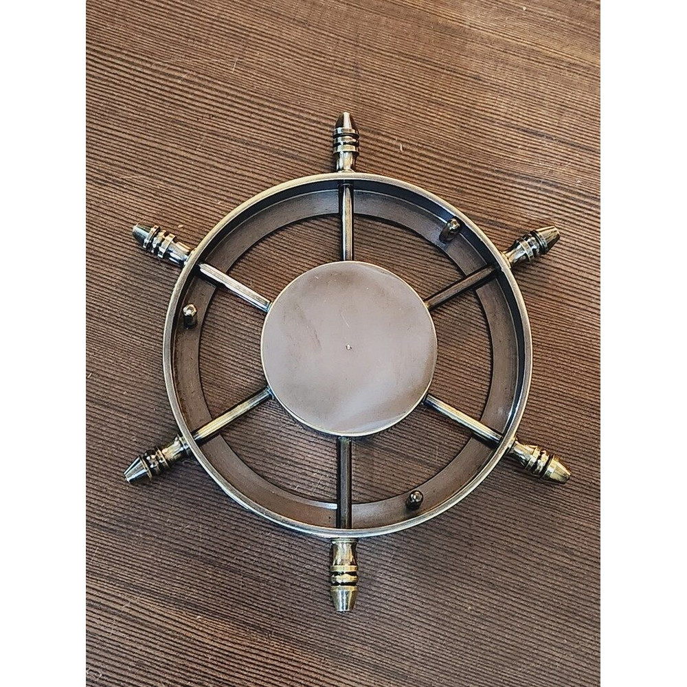 Limited Edition Royal Navy Engraved Brass Compass With Shipwheel Design Nautical Navigation Collec