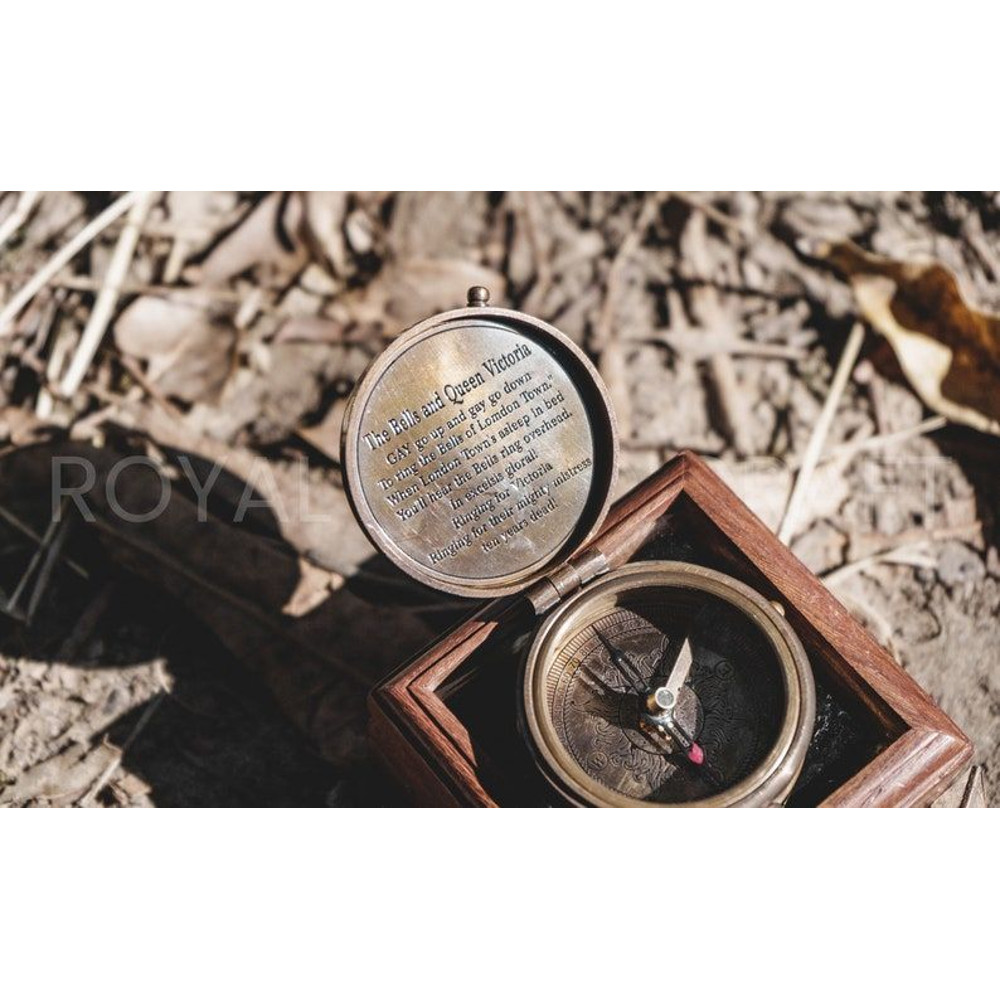 Handmade Brass Victoria Nautical Pocket Compass Gift For Husband Mens Gift Gift For Her Wedding Gif