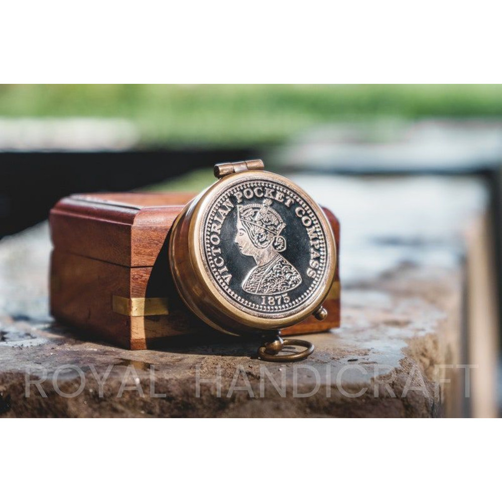 Handmade Brass Victoria Nautical Pocket Compass Gift For Husband Mens Gift Gift For Her Wedding Gif