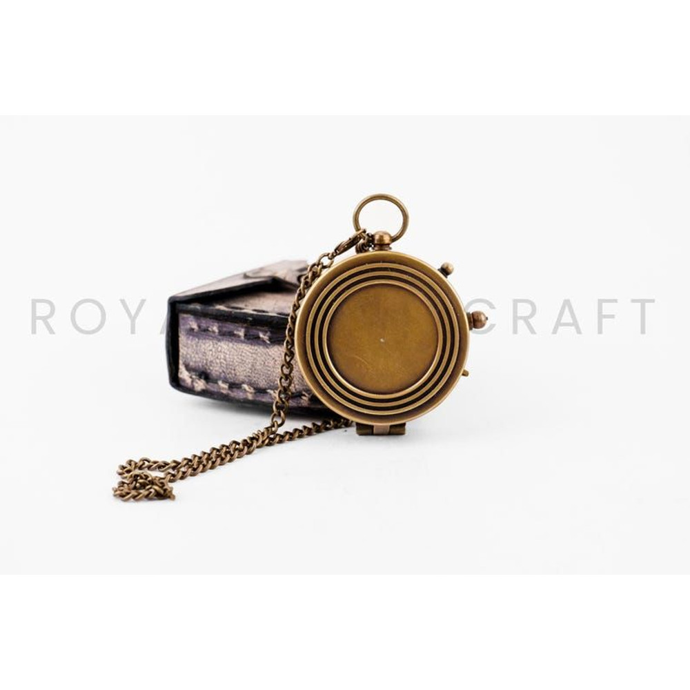 Engraved Brass Working Compass With 2Inch Leather Cover Gift For Him Nautical Collectible 4