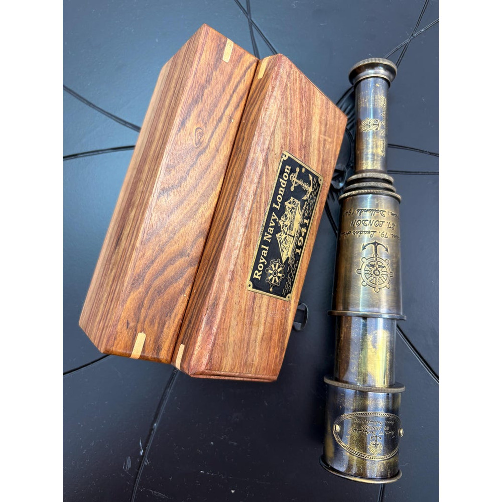 Antique Brass Leather Nautical Telescope 9