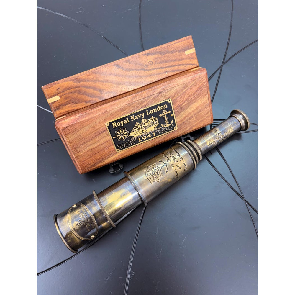 Antique Brass Leather Nautical Telescope 3