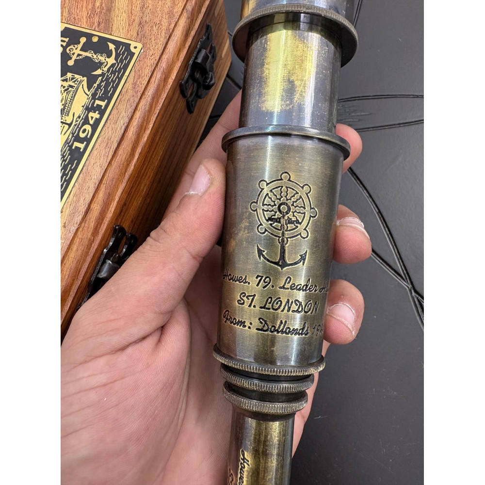 Antique Brass Leather Nautical Telescope 4