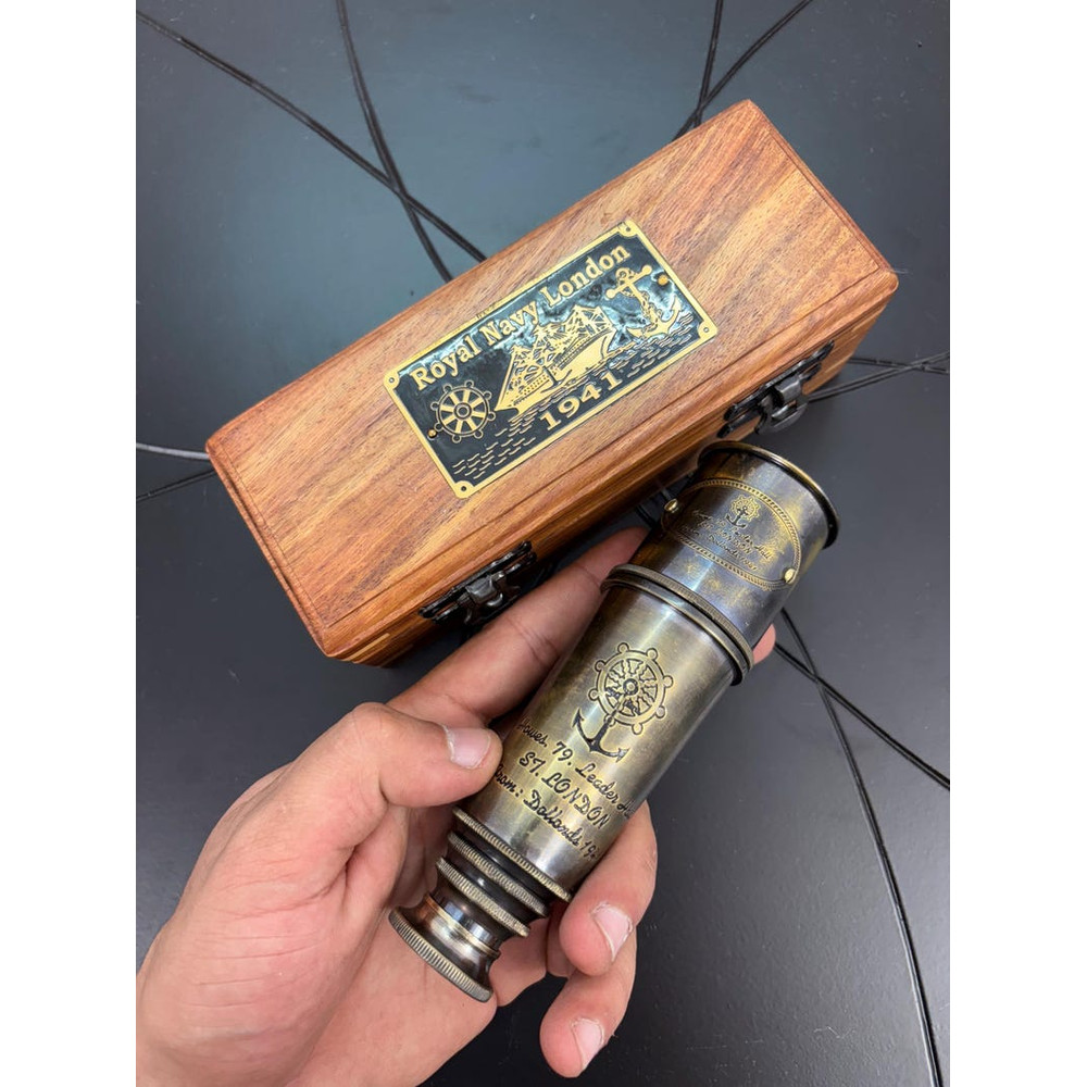 Antique Brass Leather Nautical Telescope 5