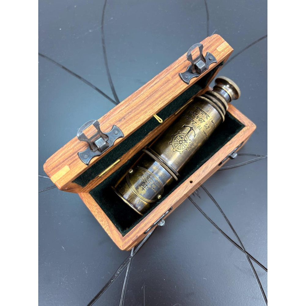 Antique Brass Leather Nautical Telescope 8