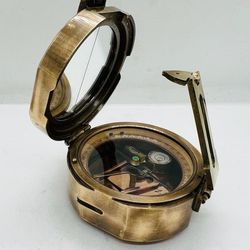 antique working heavy survey brunton compass with wooden case ideal gift for groomsmen, christmas, and collectors