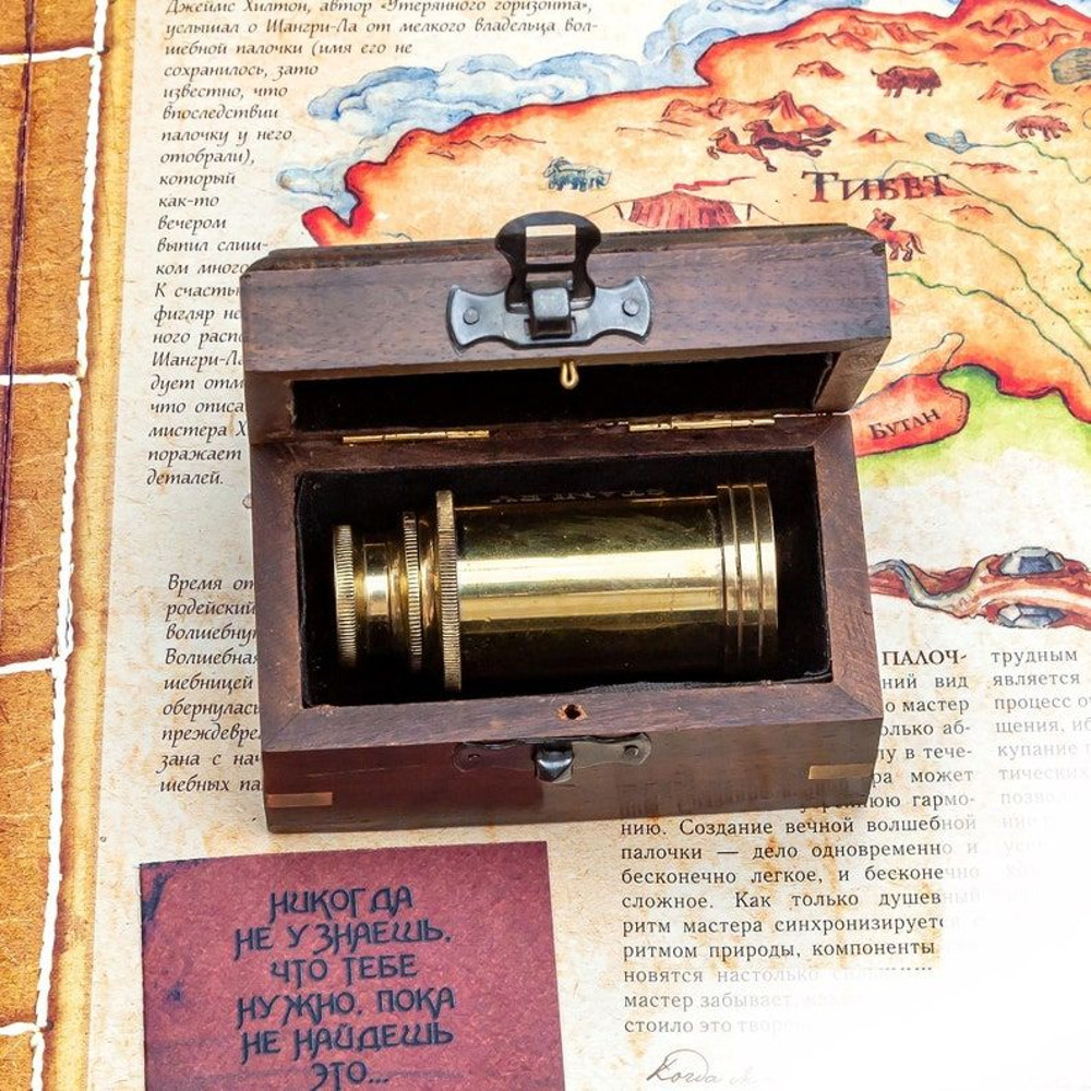 Vintage Charm Brass Marine Miniature Telescope  6 Inch Desktop Elegance In A Stunning Wood Box  Ide