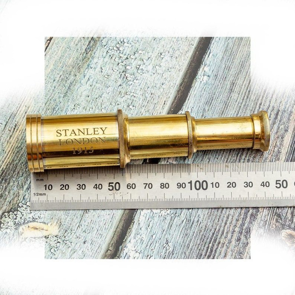 Vintage Charm Brass Marine Miniature Telescope  6 Inch Desktop Elegance In A Stunning Wood Box  Ide