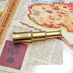 vintage charm brass marine miniature telescope - 6 inch desktop elegance in a stunning wood box - ideal birthday, office