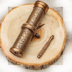 brass kaleidoscope creative custom gift for kids, cosmic prismal vision scope, birthday gift for him