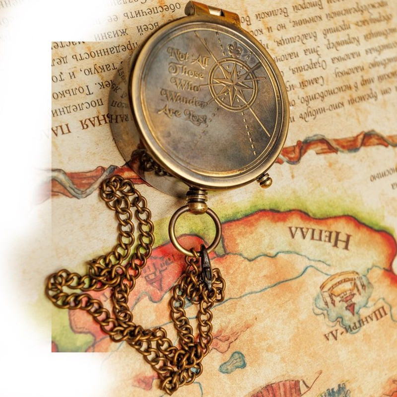 Exquisite Brass Compass Not All Those Who Wander Are Lost 4