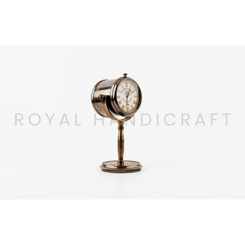 Victorian London Brass Desk Clock 5Inch Solid Brass Engraved Table Watch Antique Black Home  Office