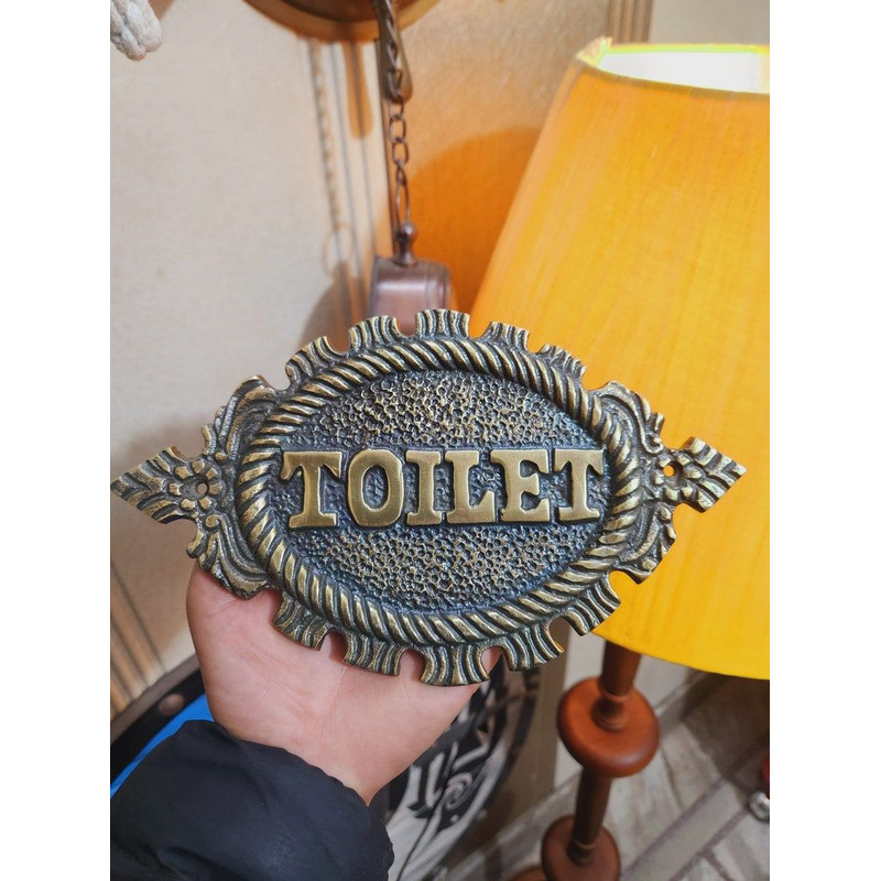 Vintage Style Cast Metal Toilet Door Sign  HandPainted Industrial Bathroom Decor 0