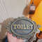 Vintage Style Cast Metal Toilet Door Sign  HandPainted Industrial Bathroom Decor 2