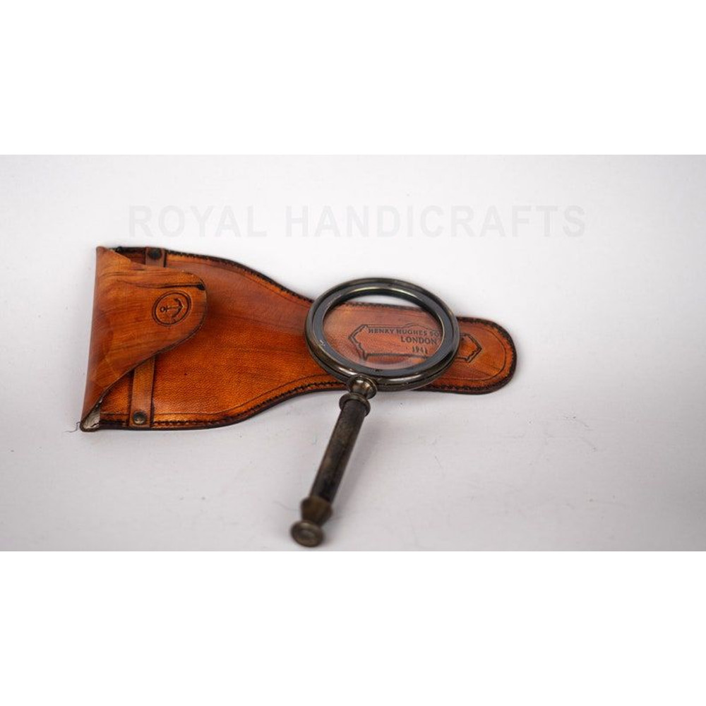 Vintage Henry Hughes London 1941 Magnifying Glass With Elegant Leather Case  Timeless Elegance For
