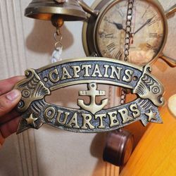 nautical charm captain's quarters sign - handcrafted ship boat plaque for wall & door decor
