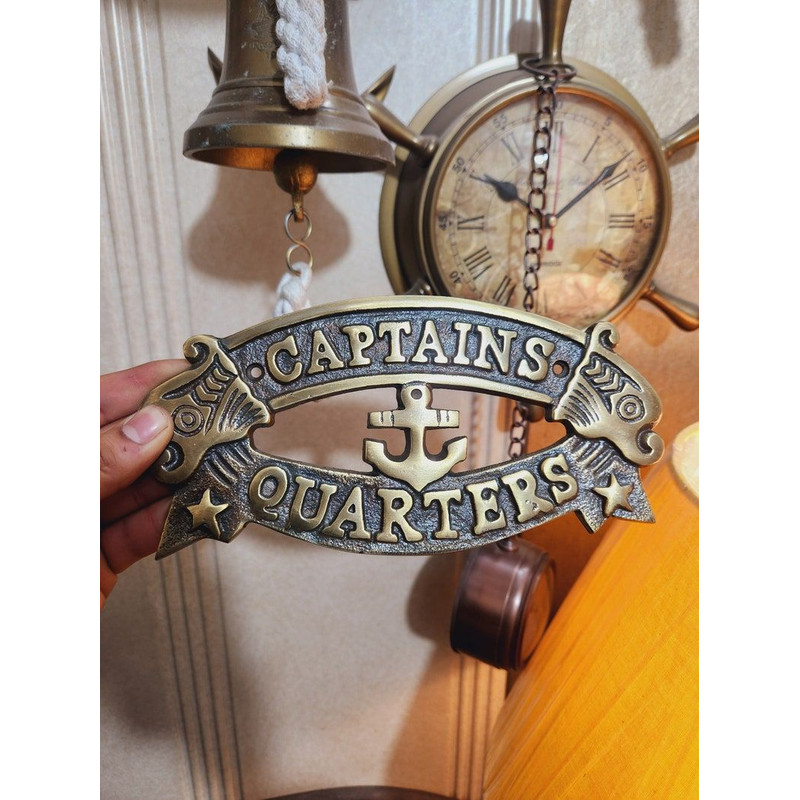 Nautical Charm Captains Quarters Sign Handcrafted Ship Boat Plaque For Wall Door Decor 0