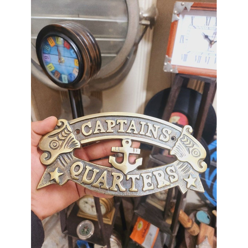 Nautical Charm Captains Quarters Sign Handcrafted Ship Boat Plaque For Wall Door Decor 1
