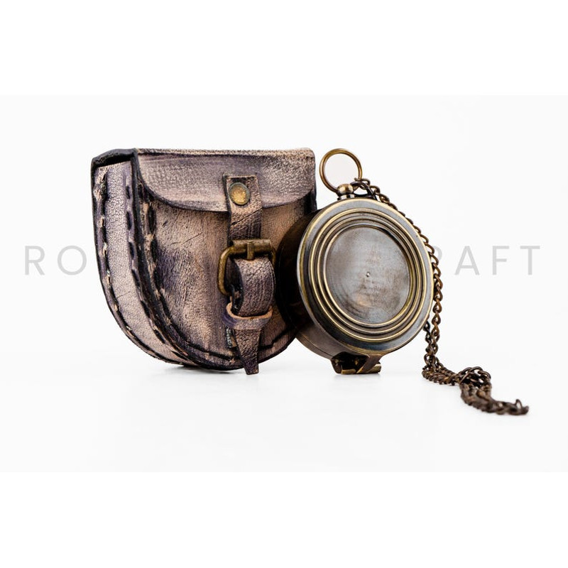 Cross Sign Brass Working Compass With 2Inch Leather Cover Gift 9