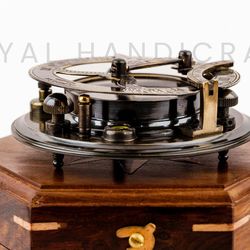 magnetic brass gilbert compass with wood box 3 inch