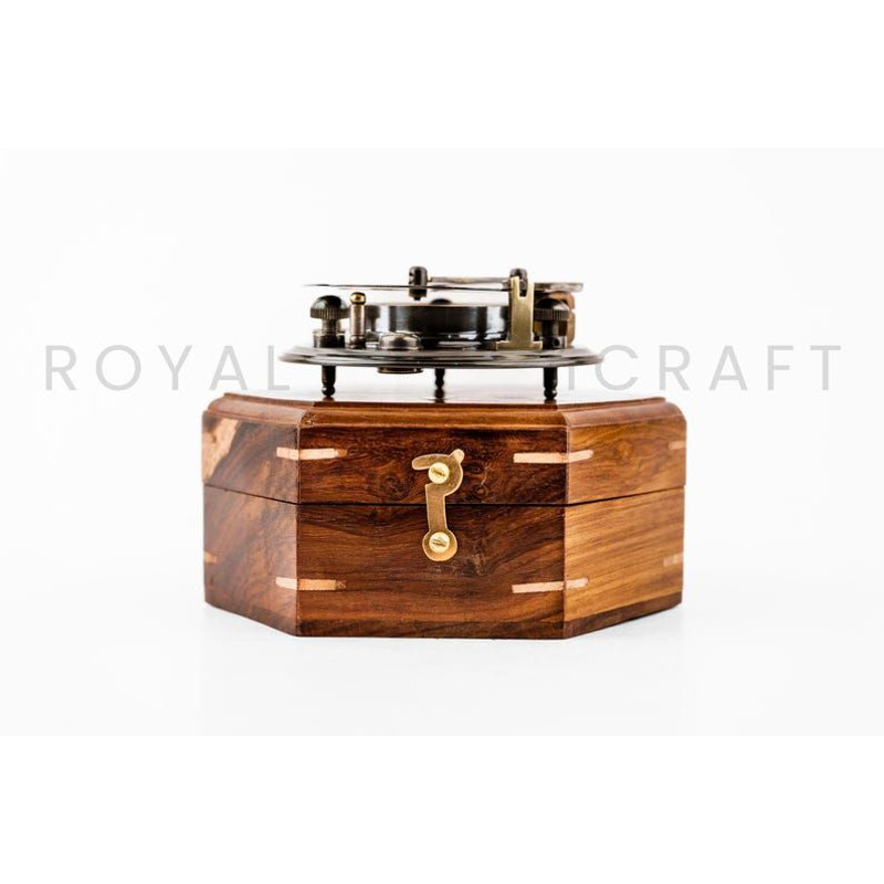 Magnetic Brass Gilbert Compass With Wood Box 3 Inch 3
