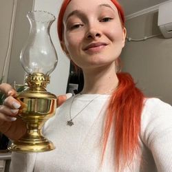 vintage-inspired brass oil lamp with fire control knob - elegant indoor lighting, kerosene lantern with adjustable wick