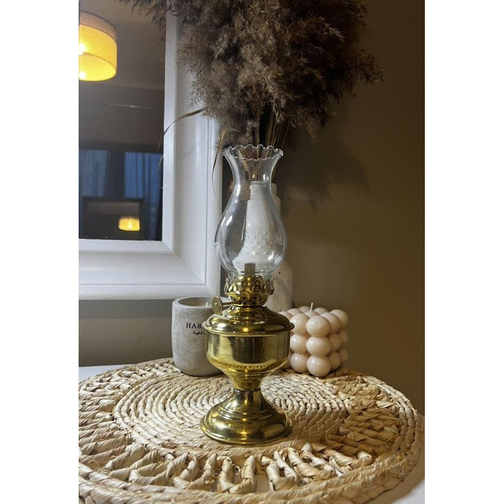VintageInspired Brass Oil Lamp With Fire Control Knob  Elegant Indoor Lighting Kerosene Lantern Wit 2