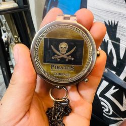 premium brass pirates compass - 2 inch