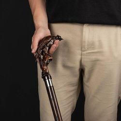 eagle's prey hand-carved eagle walking stick