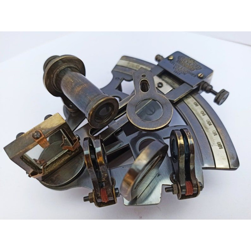 Nautical Brass Working Sextant Antique Maritime Navigational Instrument With Leather Case Astrolabe 2