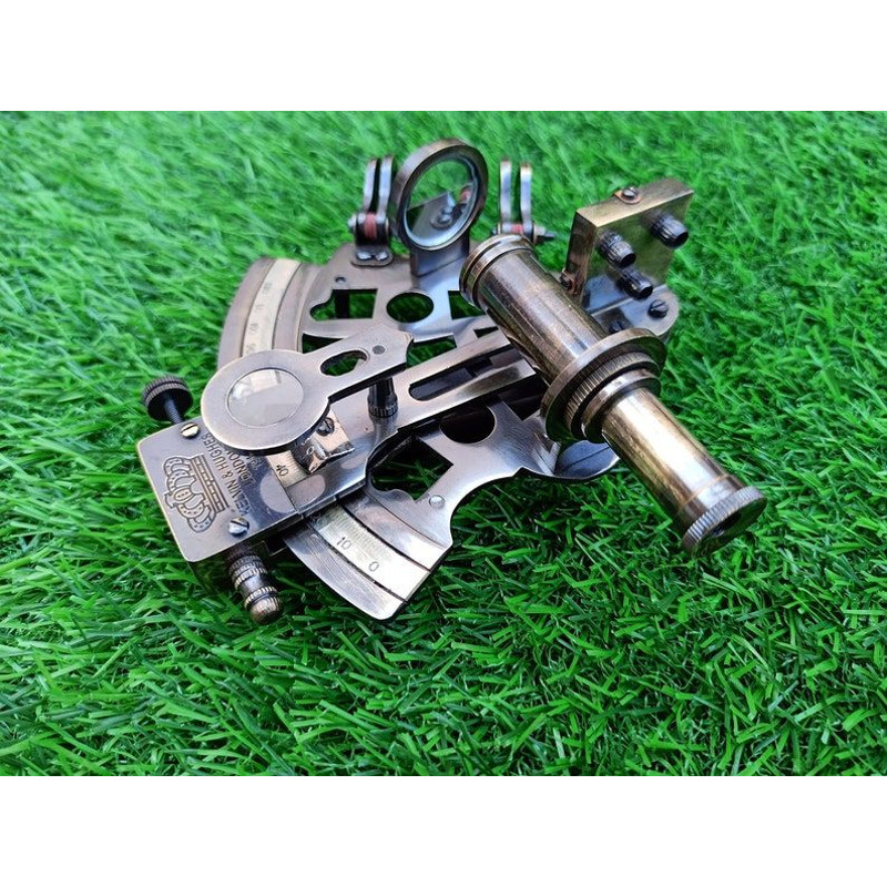 Nautical Brass Working Sextant Antique Maritime Navigational Instrument With Leather Case Astrolabe 3