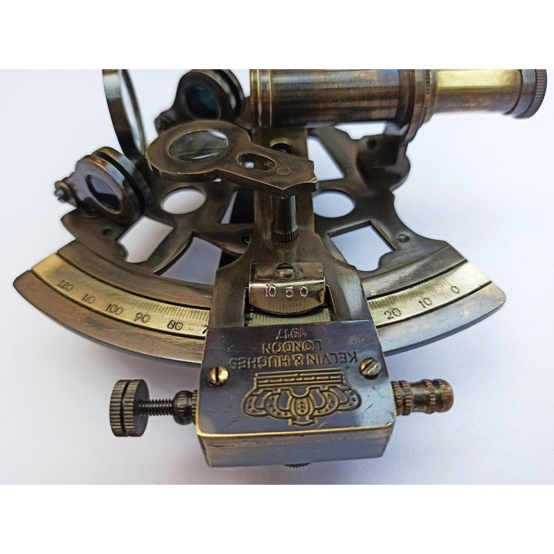 Nautical Brass Working Sextant Antique Maritime Navigational Instrument With Leather Case Astrolabe 4