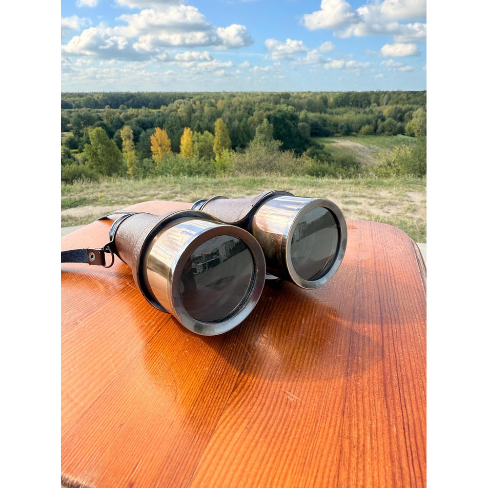 Handcrafted Brass Leather Binoculars Royal Navy Opera Glasses Collectible 1