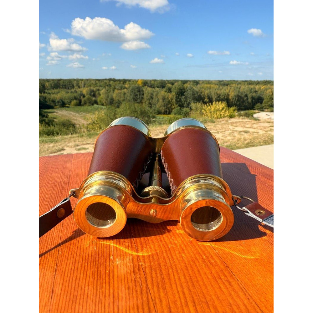Handcrafted Brass Leather Binoculars Royal Navy Opera Glasses Collectible 0