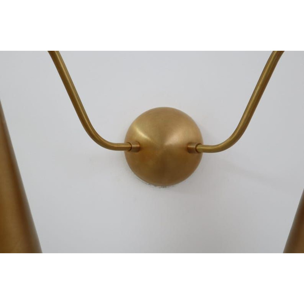 Handcrafted Double Sconce Mid Century Modern Raw Brass Wall Lamp 1
