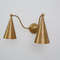 Handcrafted Double Sconce Mid Century Modern Raw Brass Wall Lamp 2