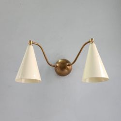 double cone brass wall lamp