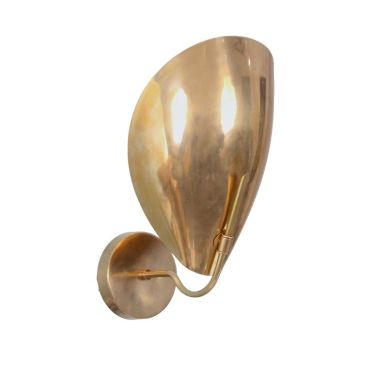 Mid Century Brass Wall Lamp Light CONCHI Curved Shade Raw Hallw 0