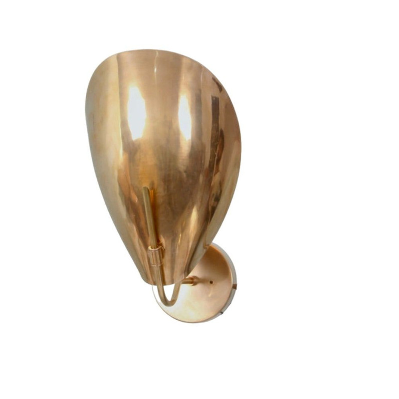 Mid Century Brass Wall Lamp Light CONCHI Curved Shade Raw Hallw 2