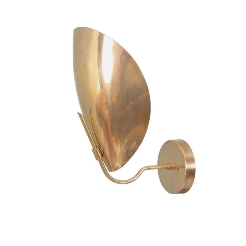 Mid Century Brass Wall Lamp Light CONCHI Curved Shade Raw Hallw 5