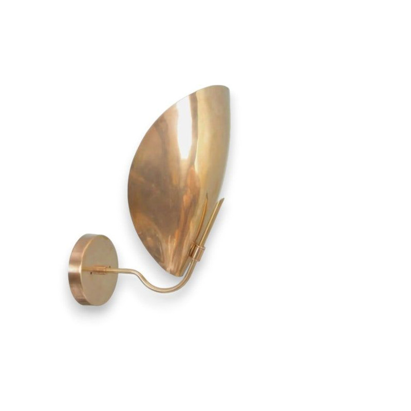 Mid Century Brass Wall Lamp Light CONCHI Curved Shade Raw Hallw 6