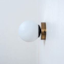 small wall sconce, glass globe vanity wall light,