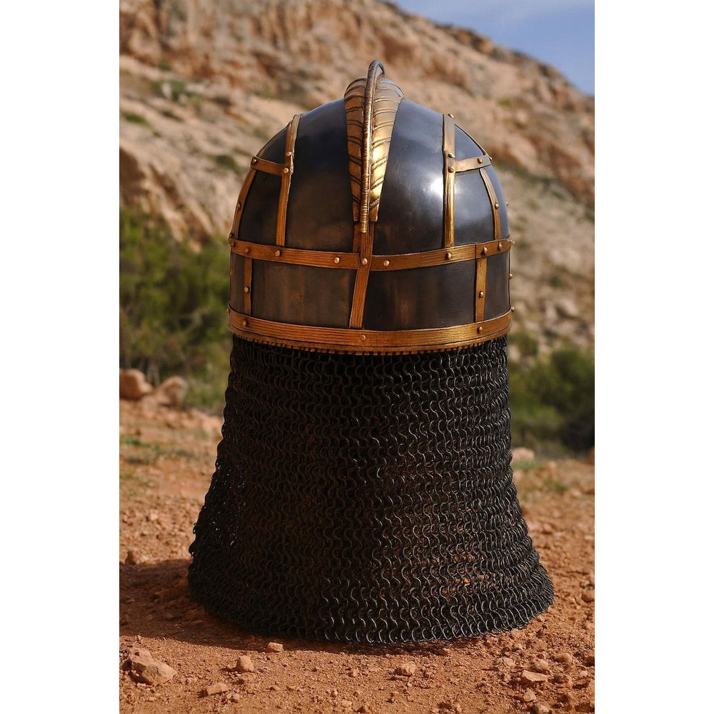 Medieval Steel Viking Vendel Helmet With Chainmail Hand Forged Halloween 3